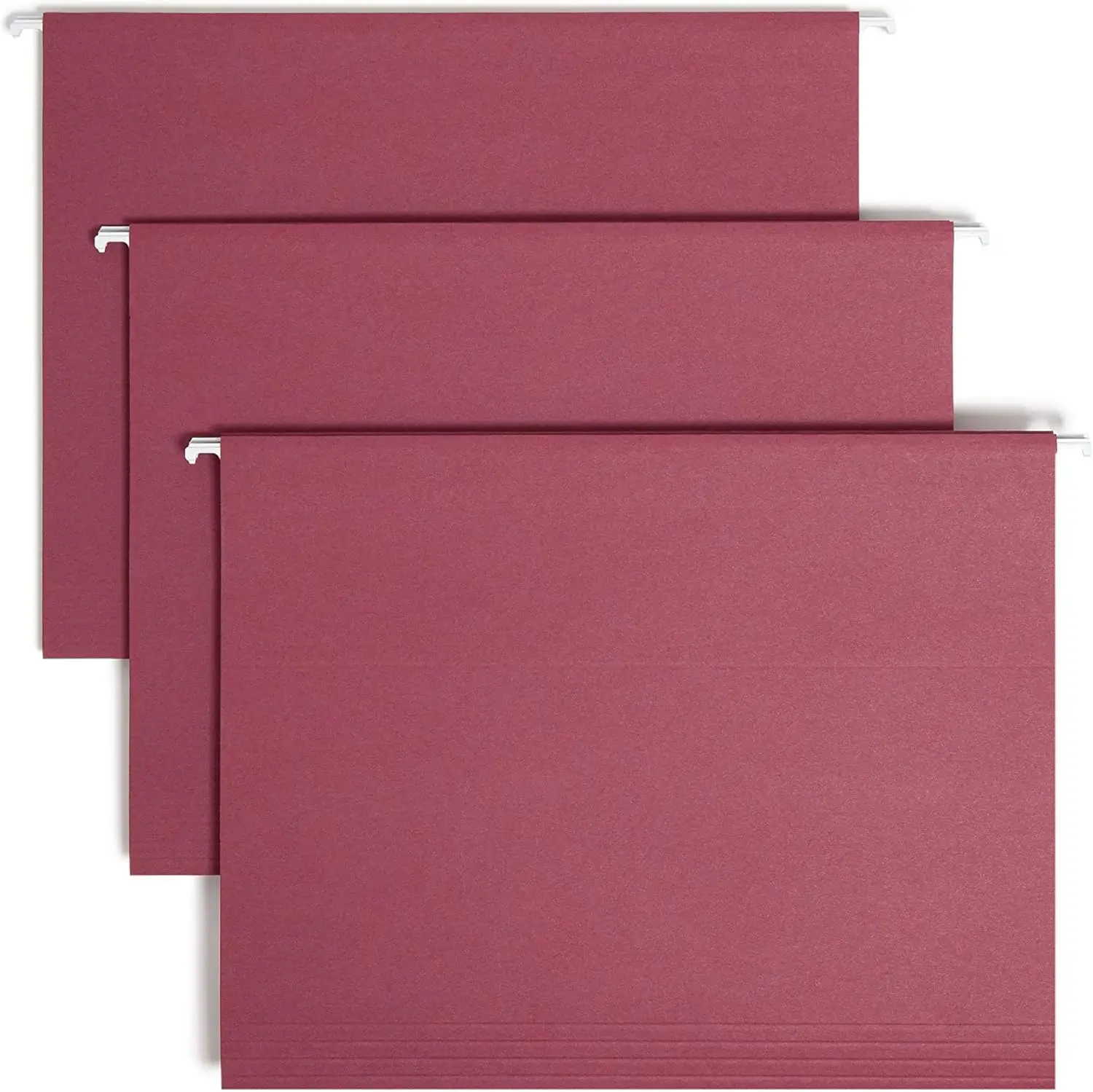 

Colored Hanging File Folder with Tab, 1/5-Cut Adjustable Tab, Letter Size, Maroon, 25 per Box (64073) (Pack of 1)