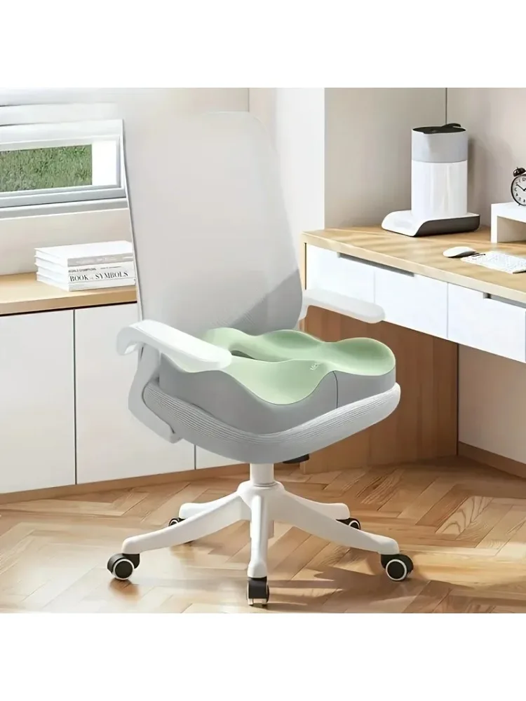1 Stück Memory-Schaum Sitzkissen - 3D Ergonomische Unterstützung |   Hellgrün & Grau, Waschbares Polyester, Auto/Büro-Essentials