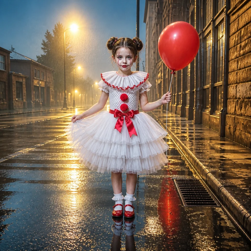 Girls 2026 Grey Clown Halloween Carnival Party Dress Costume Weird Joker Role Playing Outfit for Kids Children 2-8Y