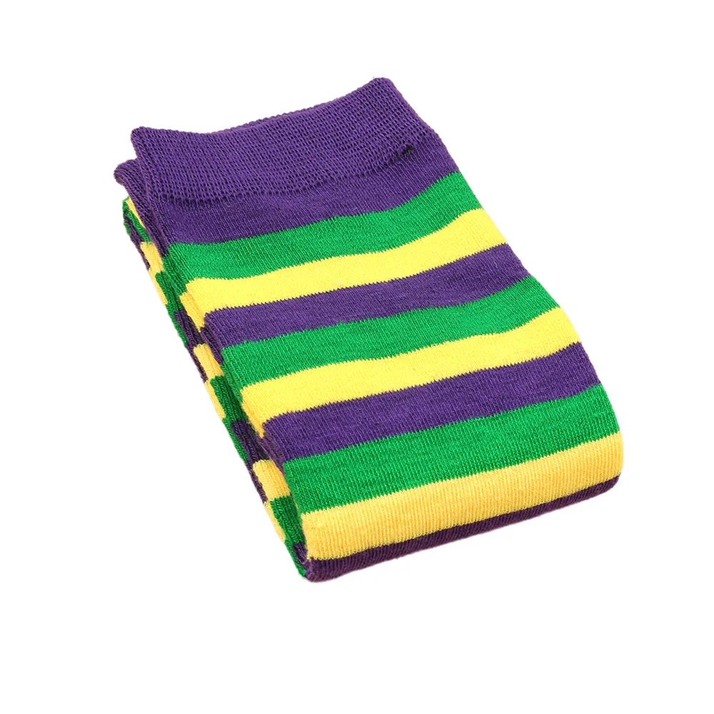 Mardi Gras St Patrick Over Knee Costume Stockings Striped Long Socks for Women Girl