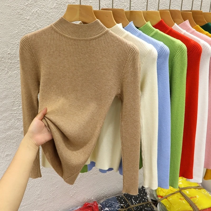 Female Casual Knitwear Clothing 2025 Turtleneck Women Sweater Autumn Winter Solid Pullover Basic Slim Versatile Soft Tops