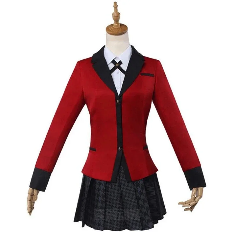 Kakegurui Jabami Yumeko Cosplay Costume Halloween Sayaka Compulsive Gambler Cosplay School Girl Pleated Skirt Uniform Full Set