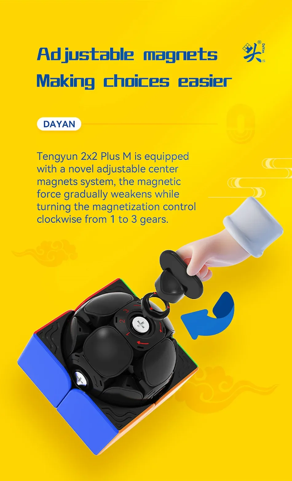 [Picube] DaYan TengYun Plus V2 2x2 Magnetic Magic Cube Professional TengYun Plus 2x2x2 Cubo Magico Puzzle Toy Educational Cube