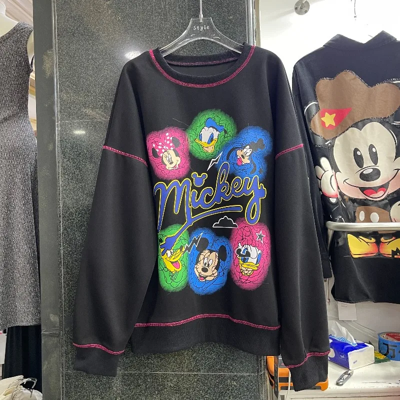 2025 New Autumn Cartoon Top Sweatshirt For Women's American Style Pullover Youthful Loose Top Hoodies Jacket 4 Colors Available