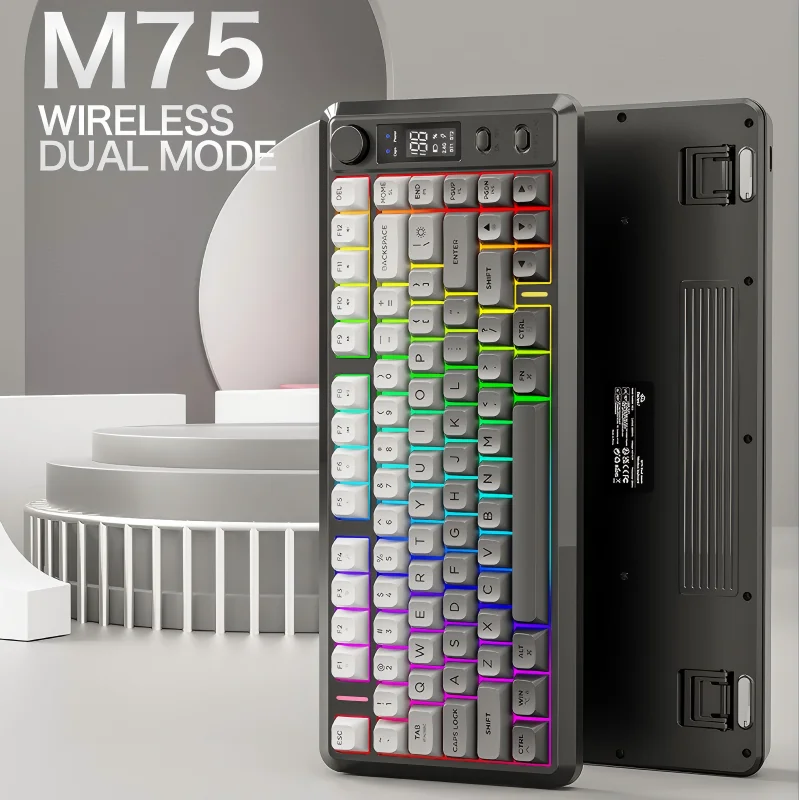 

M75 Display Screen Wireless Keyboard, PBT Gradient Ball ,Bluetooth Dual-mode