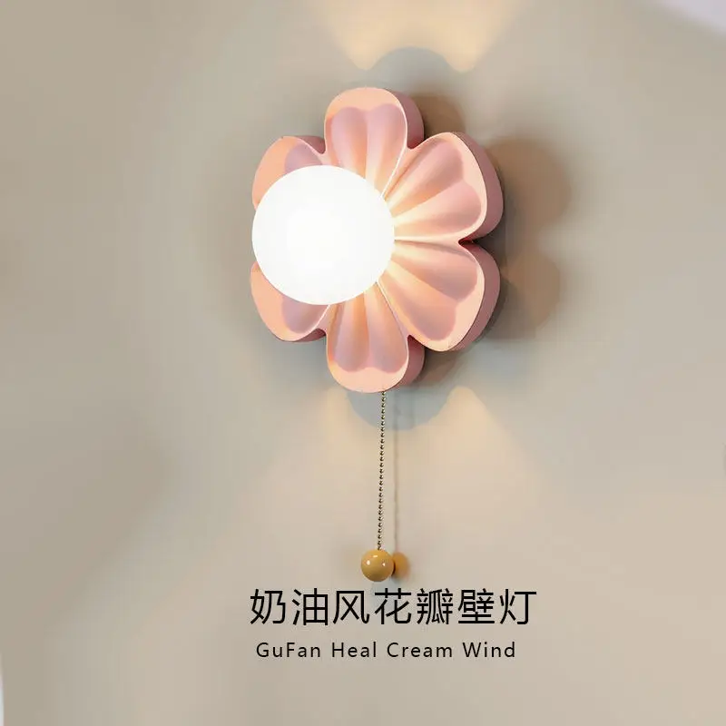 

Modern Minimalism Cream Style Flower Wall Lamp Hallway Aisle Balcony Porch Staircase Sconces Resin Petal Indoor Decor Wall Light