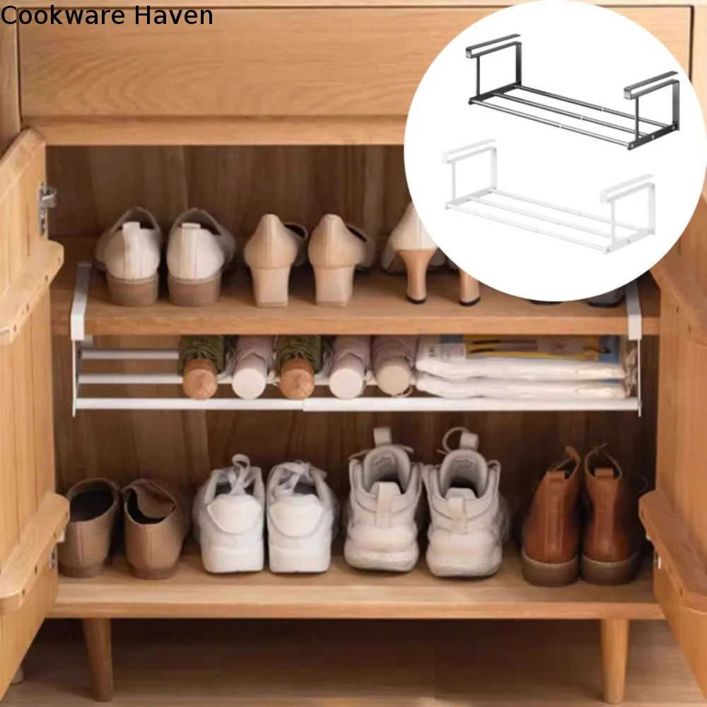 Hanging Design Space Saving Metal Shoe Rack Adjustable No Drill Expandable Shelf Efficient New Shoe Organizer Wardrobe Use