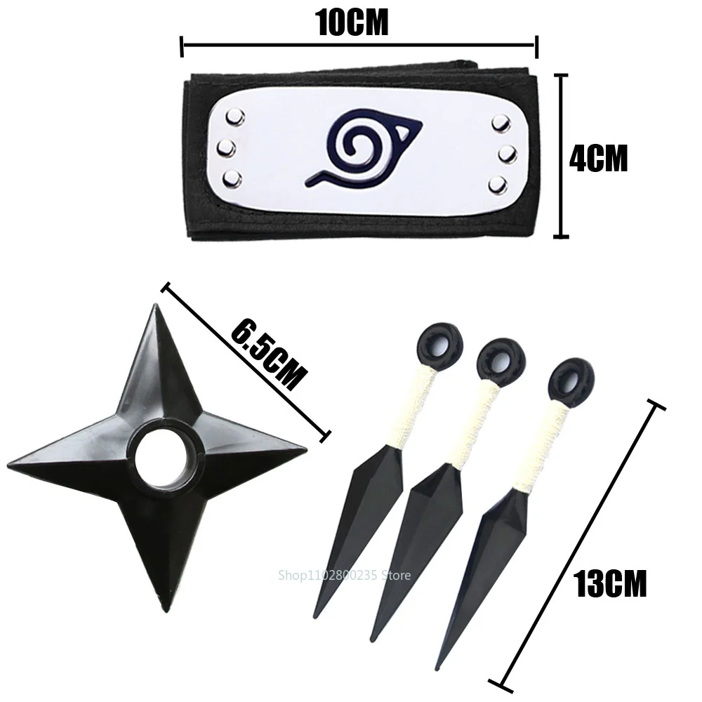 Anime Naruto Ring Kunai Cosplay Accessories Shuriken Headband Necklace Pendant Akatsuki Figure Kakashi Ring Halloween Gift