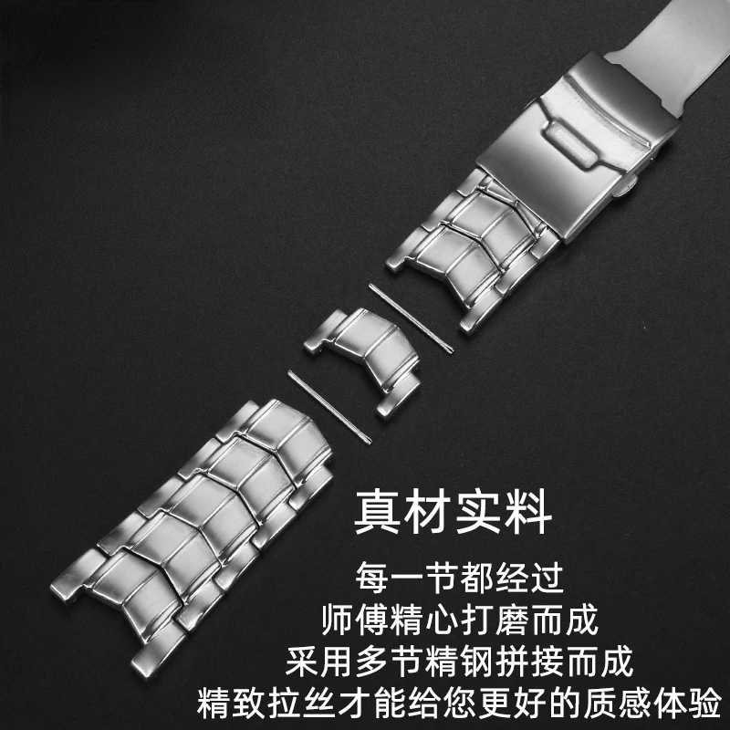 Solid Stainless Steel Genuine Watch band For CASIO Edifice EF-524 Watch Strap Bracelet Men Watchband Silver Safety Clasp EF524D