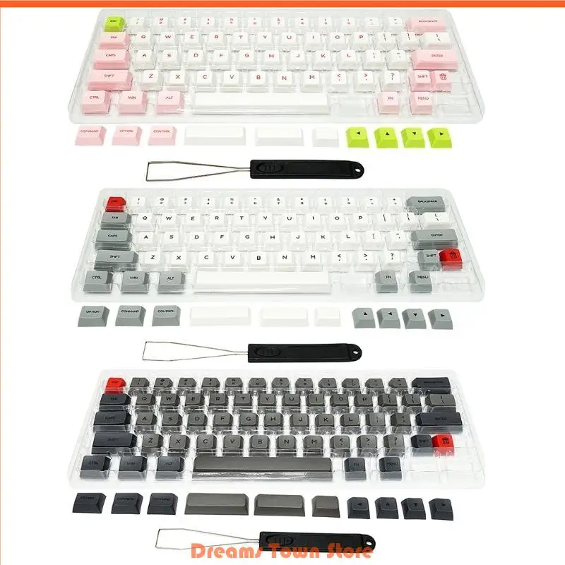 

HX6A 64 Keys Keyset Double Color PBT Thick Keycap for GK64 Mechanical Gaming Keyboard with Puller Set