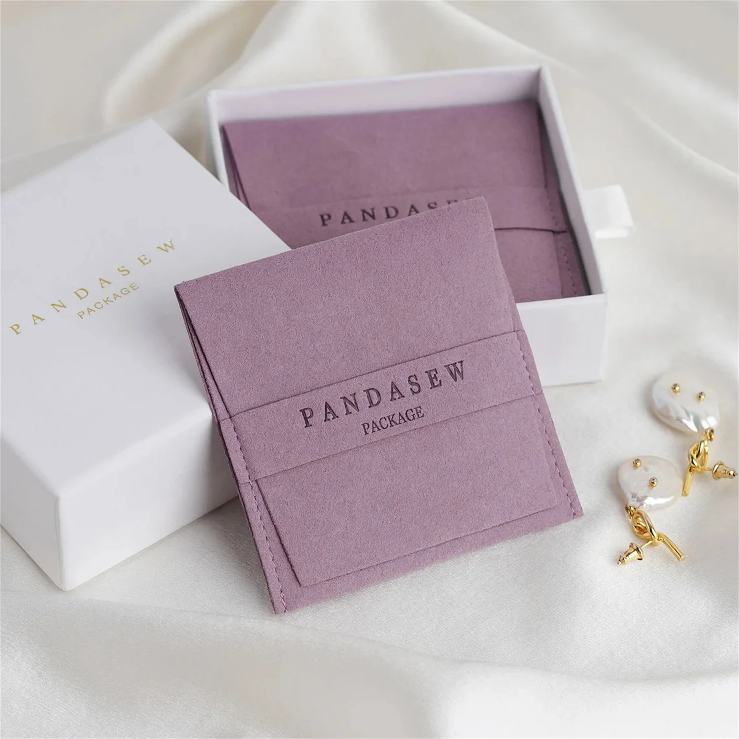 

50pcs Jewelry Pouch Custom Logo Bags Eco-Friendly Jewelry banner Bags Microfiber Earring Jewelry Package Bags