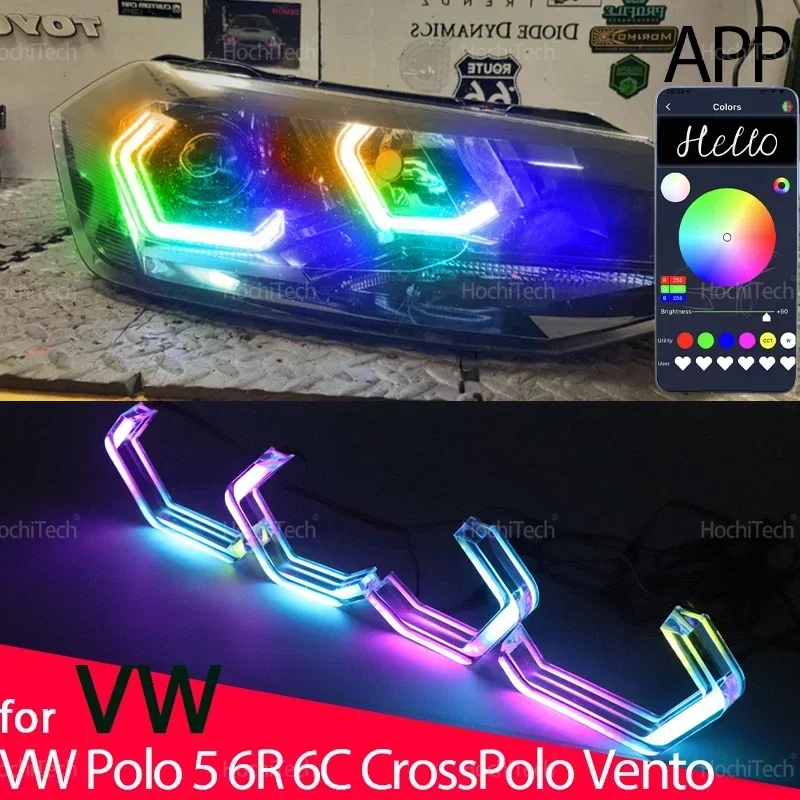 

Для Volkswagen VW Polo 5 6R 6C CrossPolo Vento Gol Voyage Saveiro Cross M4 Стиль Светодиодная лампа с ангельскими глазами Кольцо указателя поворота DRL Лампа
