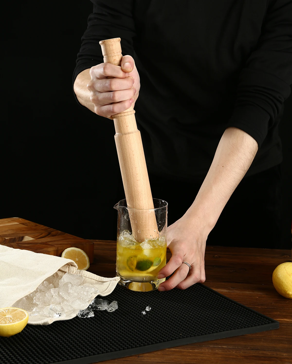 Cocktail Wood Muddler Mallet and Lewis Bag Bartender Kit & Bar Tools Kitchen Accessory, Ice Bag & Mallet