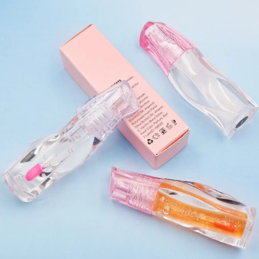 Aceite labial transparente brillante hidratante, etiqueta privada, labios regordetes sexys, líquido labial teñido de fresa, resistente al agua, brillo de labios hidratante personalizado