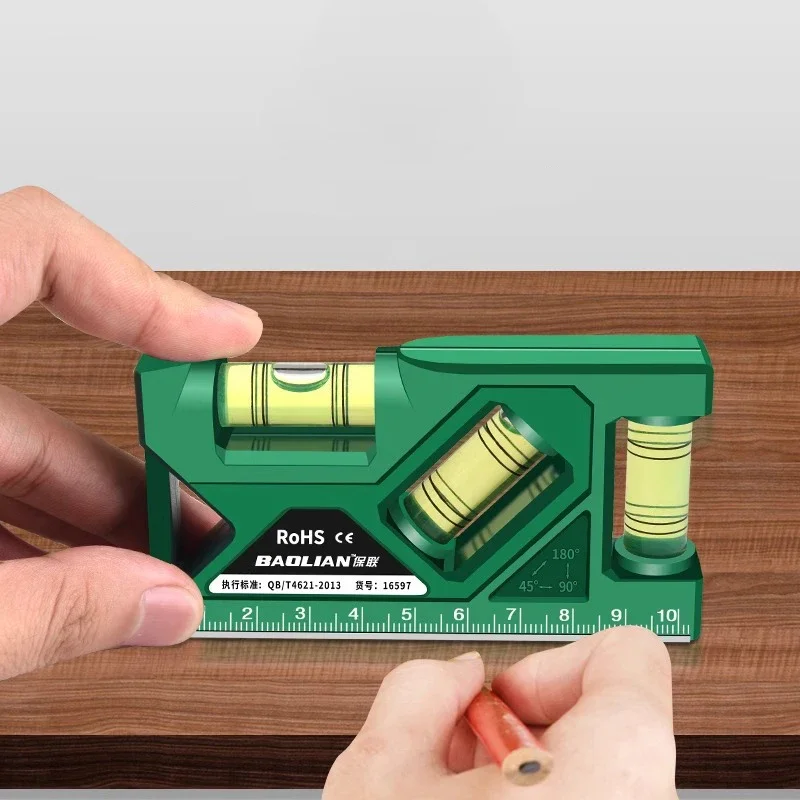 Бытовая портативная магнитная линейка уровня, мини-высокоточный уровень, вертикальный измерительный прибор 45 градусов, точное измерение 3 в 1,