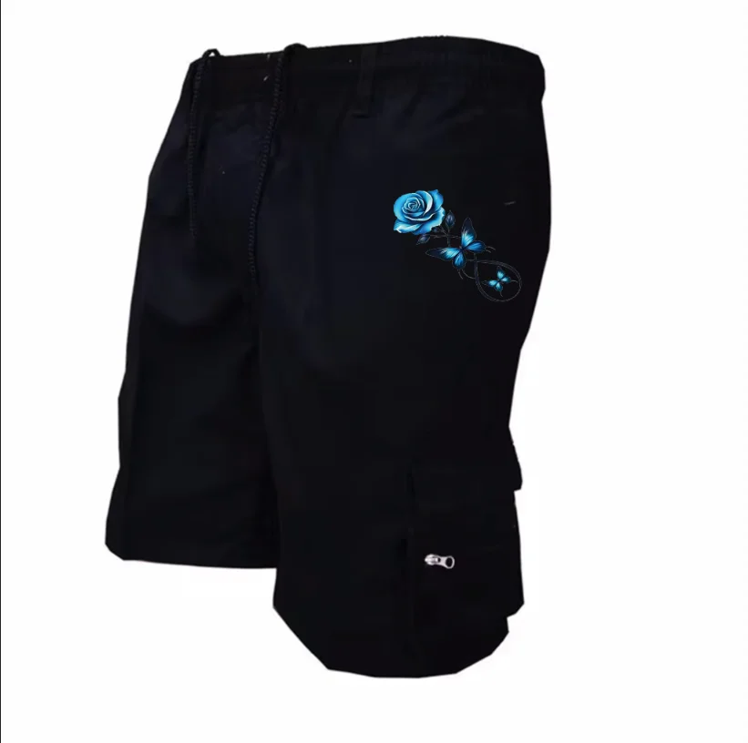 Sommerliche Herren-Cargoshorts im Militärstil mit amerikanischem Print, lässige Arbeitskleidung, taktische Street-Fashion-Hose – Detail 1
