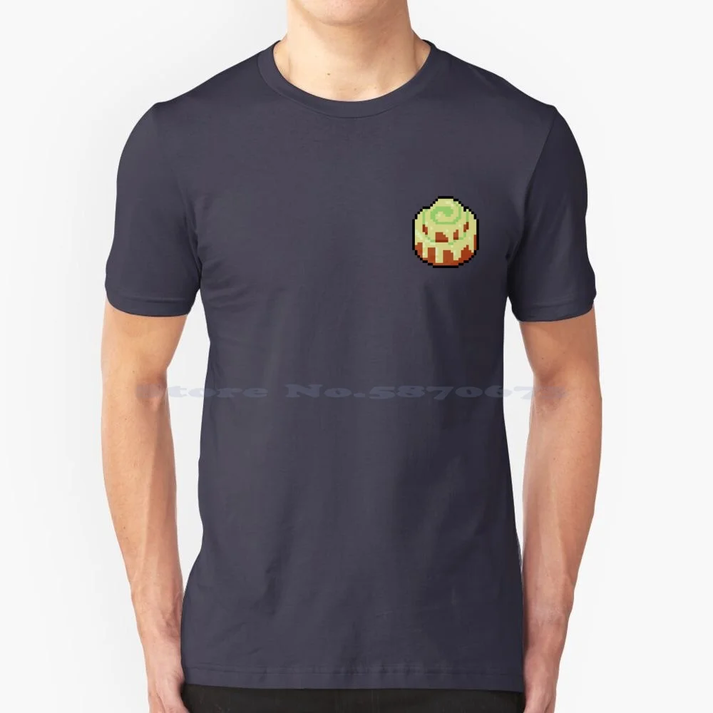 Pixel Cinnamon Roll-Pixel Food Art T Shirt 100% Cotton Tee Pixel Art Pixelated Retro Pixel Pixel Food Pixel Sweets Desserts