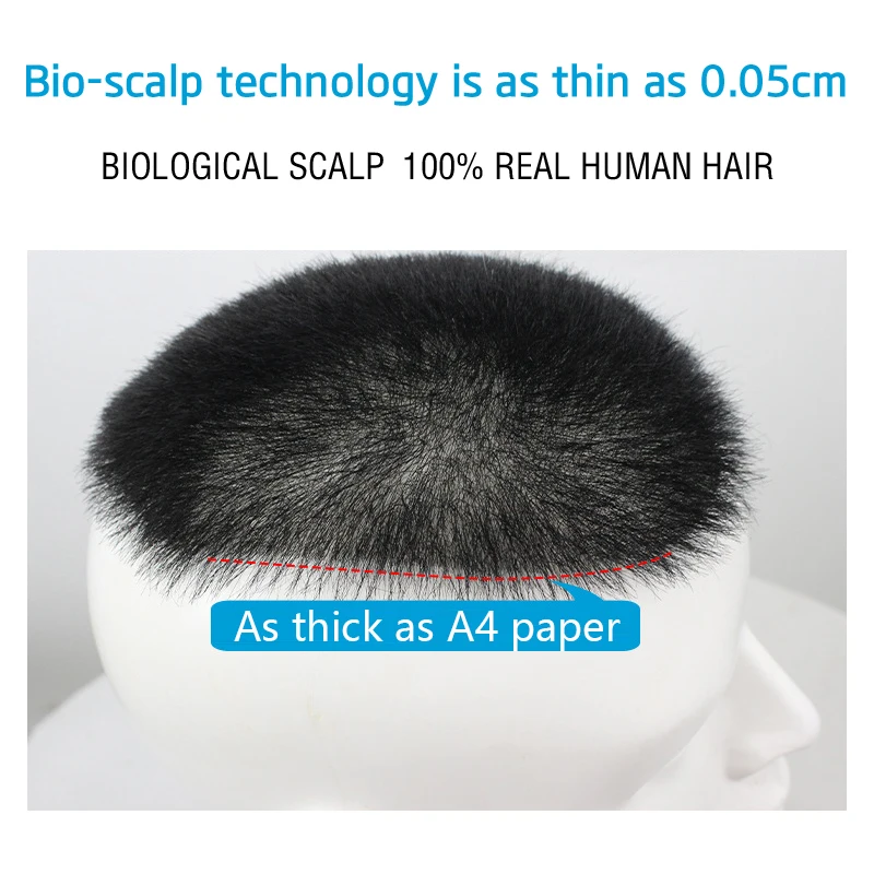 15*20cm 100% menschliches Haar Buzz Cut Toupet für Männer ultra dünne atmungsaktive pu transparente voll biologische Kopfhaut Prothese Toupet