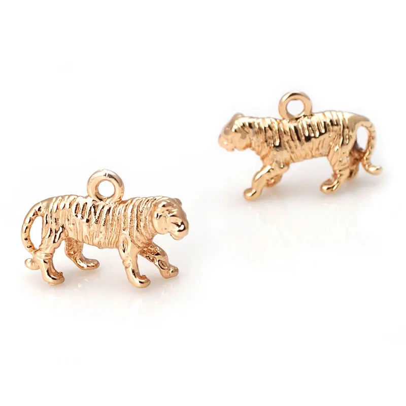 6PCS 11x18MM High Quality 18K Gold Color Brass Tiger Charms Pendants Diy Jewelry Making Supplies Necklace Findings Accessories