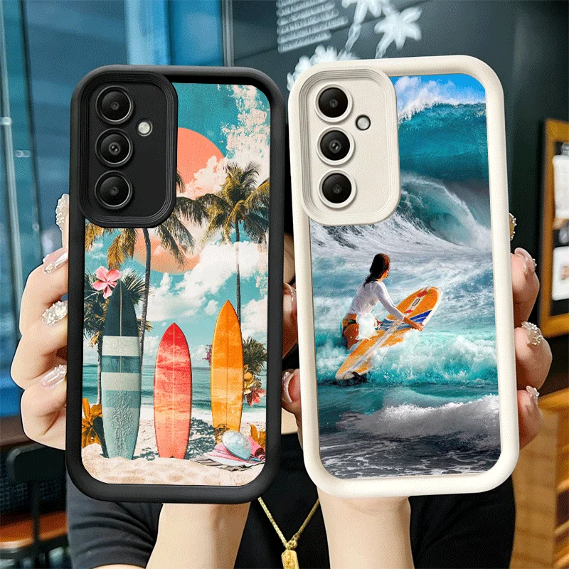 Phone Case for Samsung Galaxy A17 A16 A15 A14 A13 Surfboard Surfing Surf Summer A56 A36 A26 A55 A35 A25 A54 A34 A24 A53 A33 A23