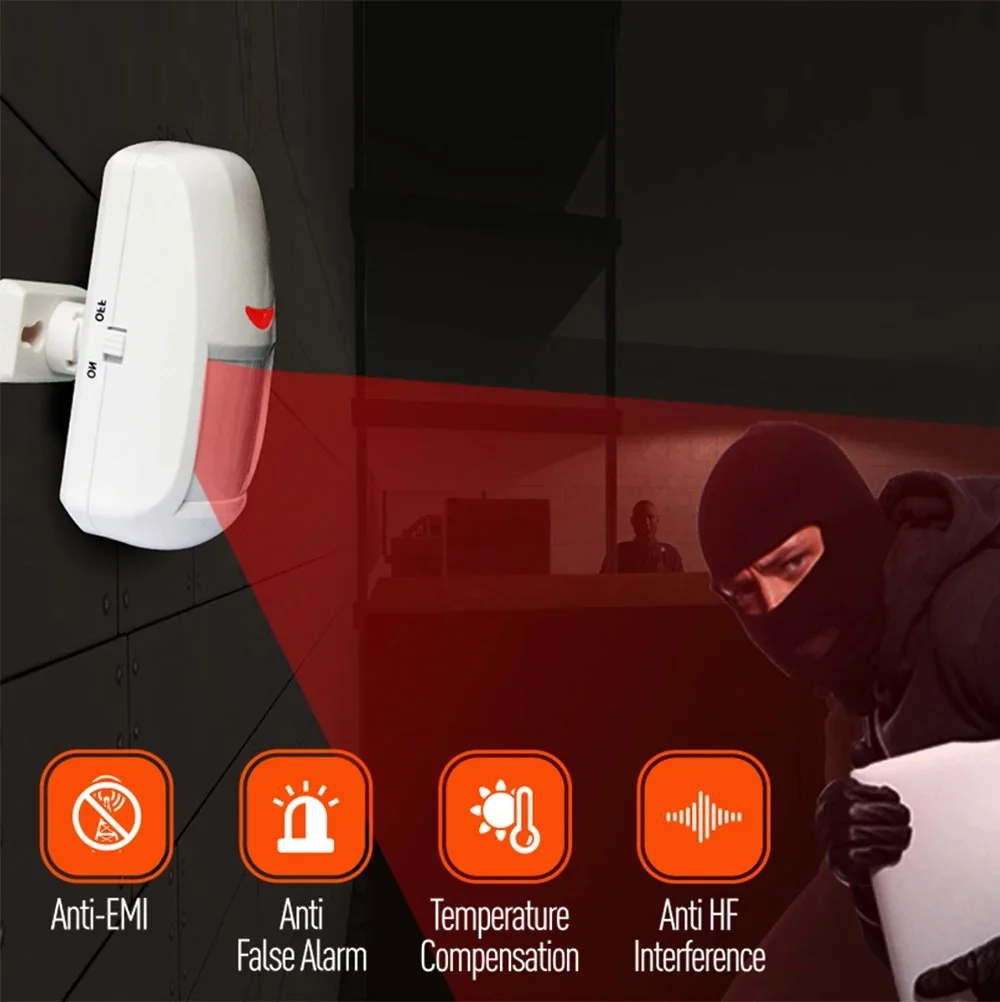 Wireless 433MHz EV1527 Mini PIR Motion Sensor & Alarm Detector Infrared Sensor PIR Sensor Motion Detector for Home Alarm System