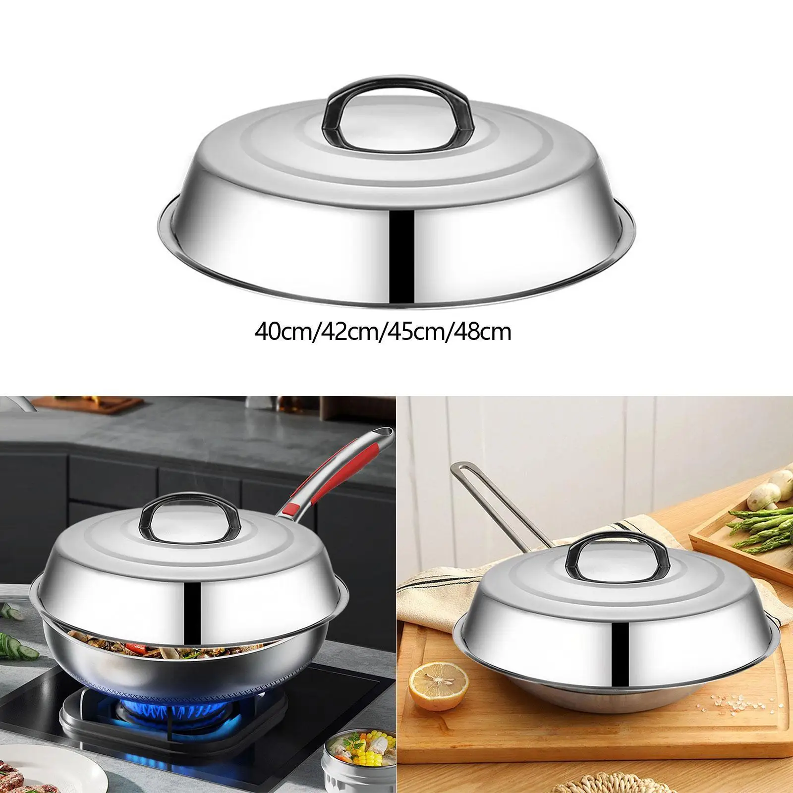Stainless Steel Basting Steaming Cover Burger Steam Dome Round Grill Lid for BBQ Steak Hamburger Cover