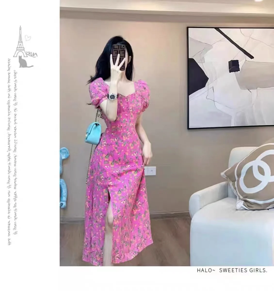 

Элегантное женское платье макси с цветочным принтом, А-силуэт, с эффектом утяжки талии, для весенне-летнего и осеннего сезонов