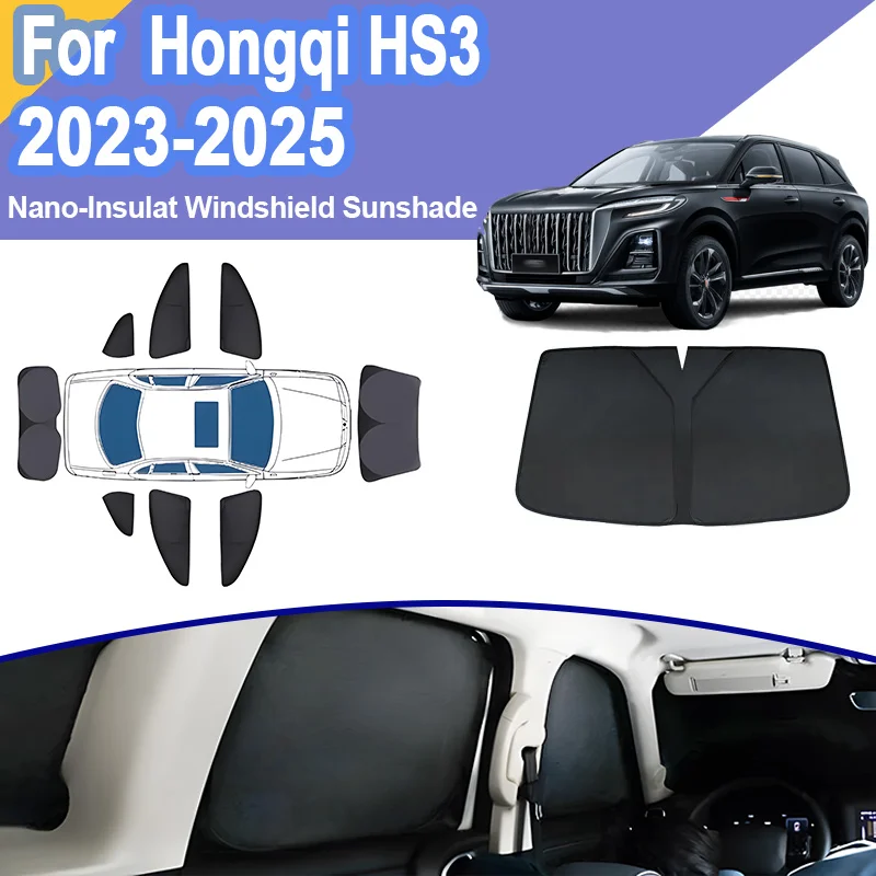 

For Hongqi HS3 Accessories 2023 2024 2025 Privacy Sunshades Curtain Windshield UV Protection Tool Foldable Visor Car Accessories