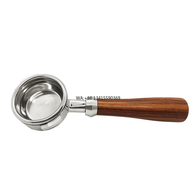 

Food Grade 304 Stainless Steel Bottomless Portafilter Wood Handle 58mm Espresso Coffee Portafilter for Nuova Simonelli