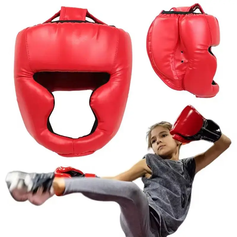 A69P-Full Face Boxing Headgear Adjustable Head Guard Karate Muay Thai Training Protection Boxing Headgear