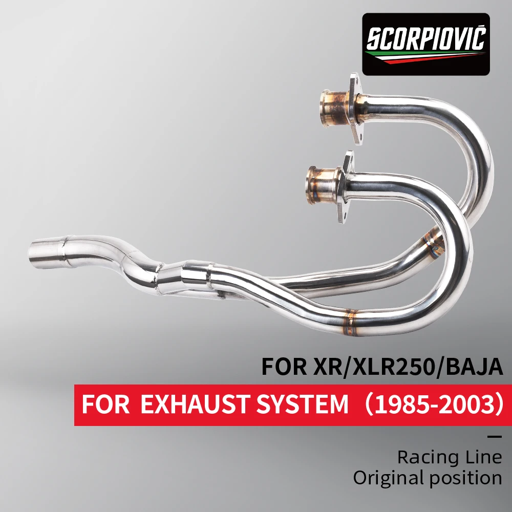 Motorcycle Exhaust pipe, Original position, racing line, XR250, XLR250 /BAJA, 1985-2003