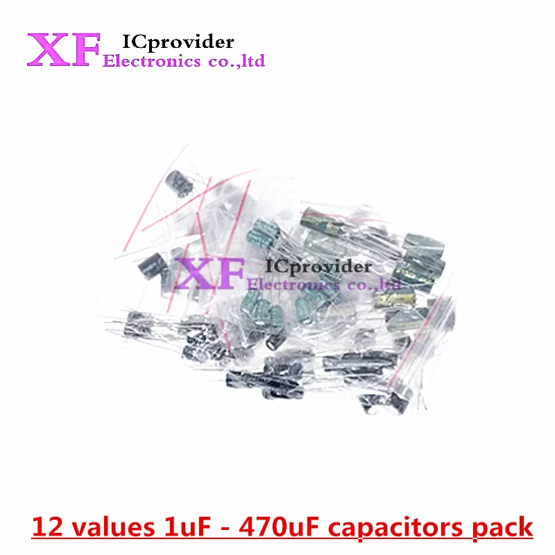 120pcs Electrolytic Capacitor Assortment Kit 12Values 1uF - 470uF 2.2UF 4.7UF 10UF 22UF 33UF 47UF 100UF 220UF Capacitance Set