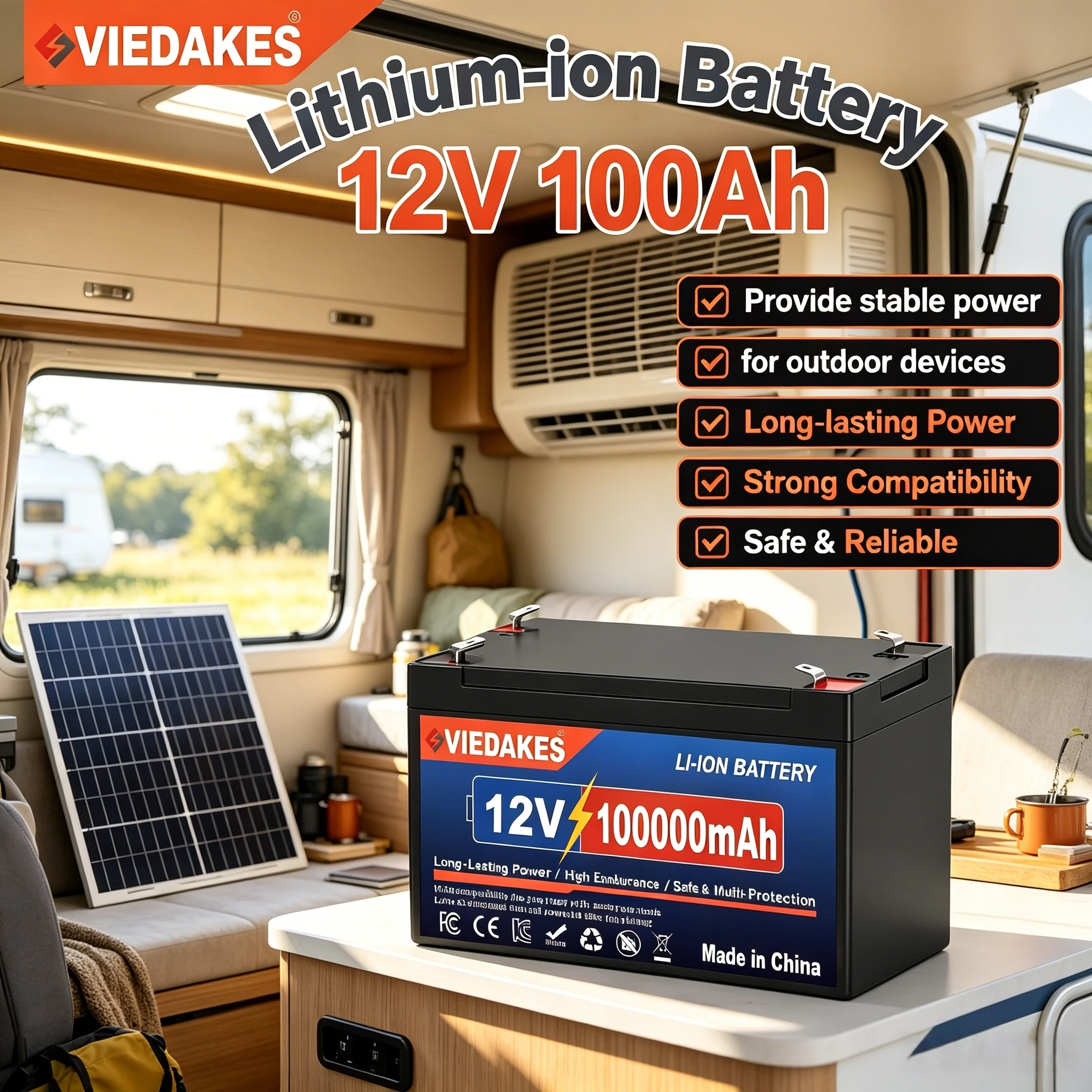 Solar Oven Camp - VIEDAKES 12V 100000mAh Battery Multi-protection, Camping