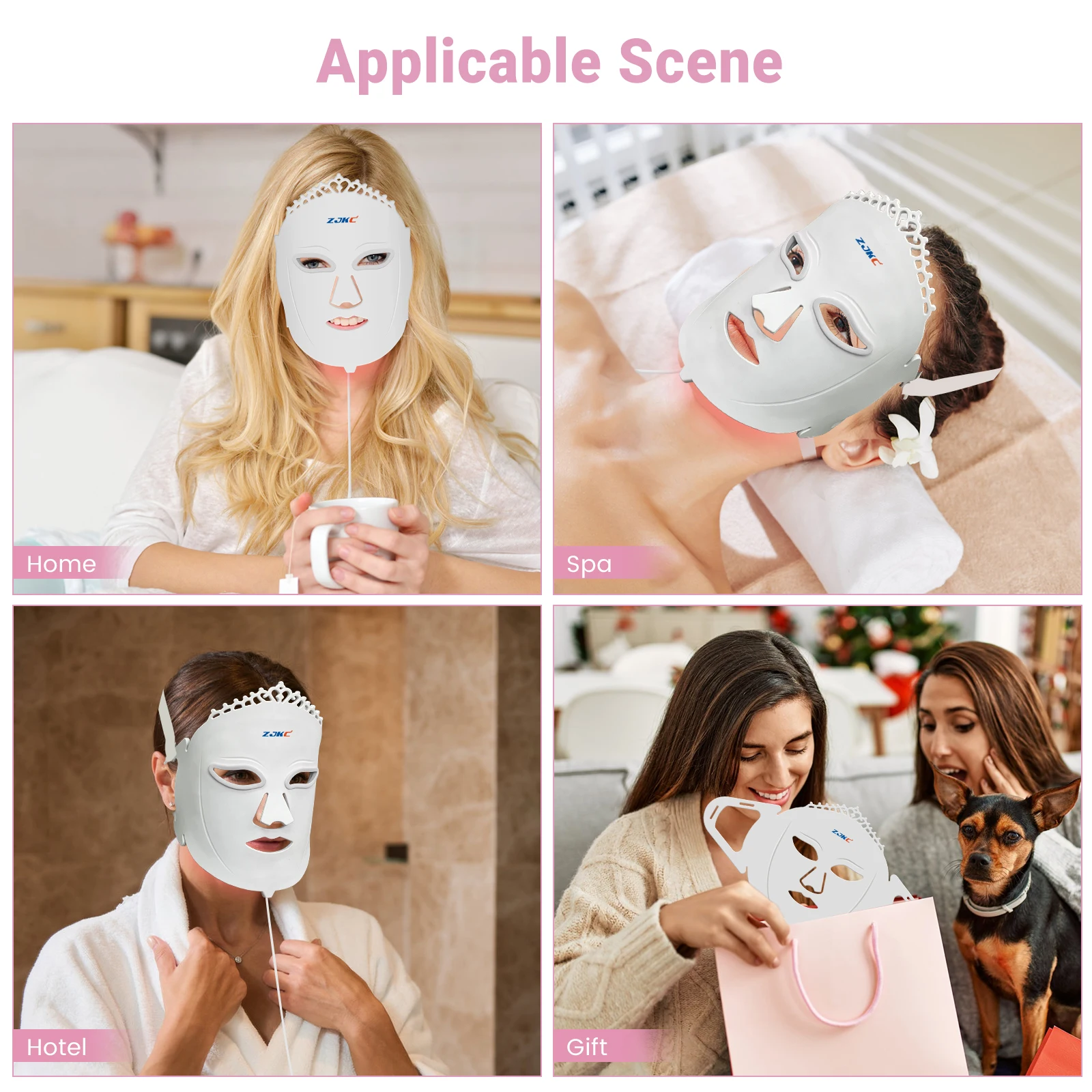 Medical Grade Mask LED Infra Red Face and Neck Red Face Light Mask with Four Levels Power Two Modes Blue Light for Acne Skin