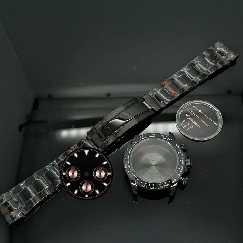 

Multifunction Gold Rose Gold Watch Case Sapphire Crystal Bracelet Endlink for Daytona VK63A Movement Ceramic Parts 29.5mm Dial