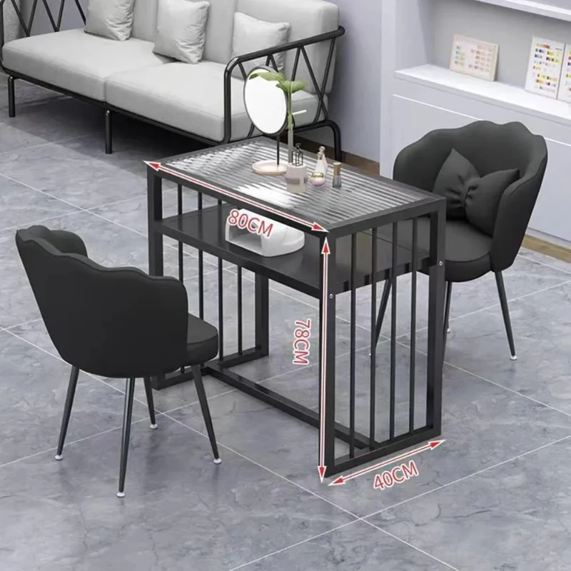 

Двойной/одинарный стол для ногтей с длинной радужной стеклянной столешницей, металлический каркас, полупрозрачный дизайн, столы для маникюра Mesa Para Manicurista