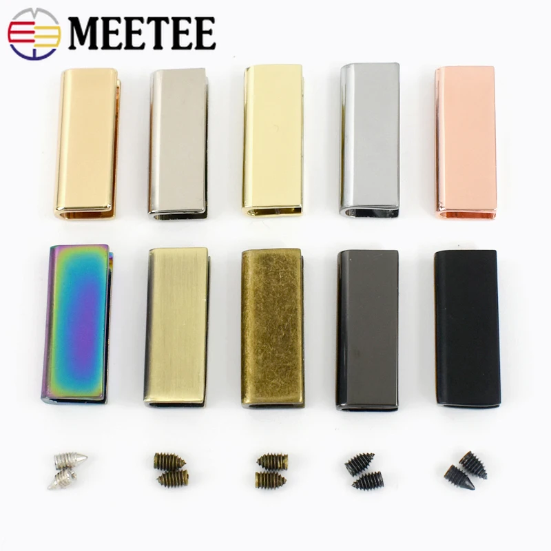 5-30Pcs Meetee 25mm Metal Buckles Bag Strap Corner Protector Clasp Screws Clip Clasps Edges Cover Tail Clips Hardware Accessory