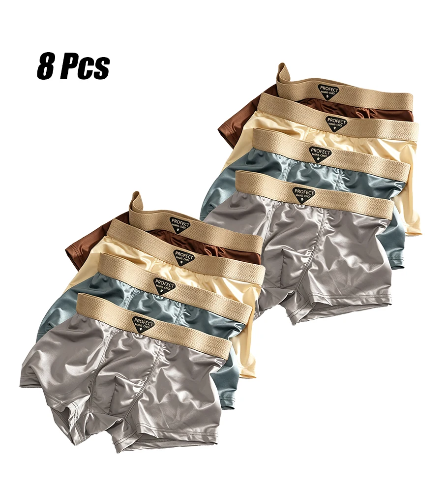 Men's Seamless Breathable Boxer Briefs 8-Pack Active Comfort Underwear with Stay-Put Elastic Waistband