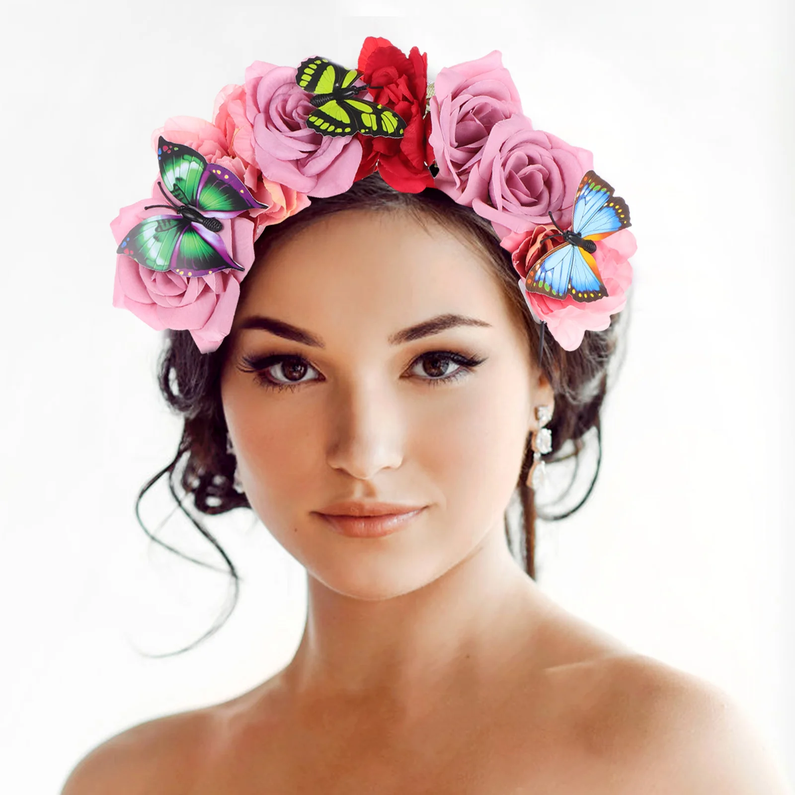 

Floral Headband with Fake Flower Hair Band for Women Prom Tea Party Vacation Photoshoot Gothic Accessories