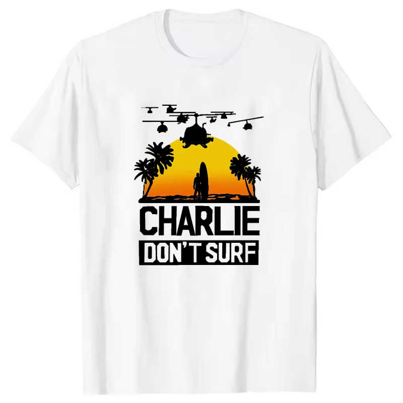 Charlie Dont Surf Tshirt Man Apocalypse Now Film Movie Men T-shirt Fashion Tee-shirt