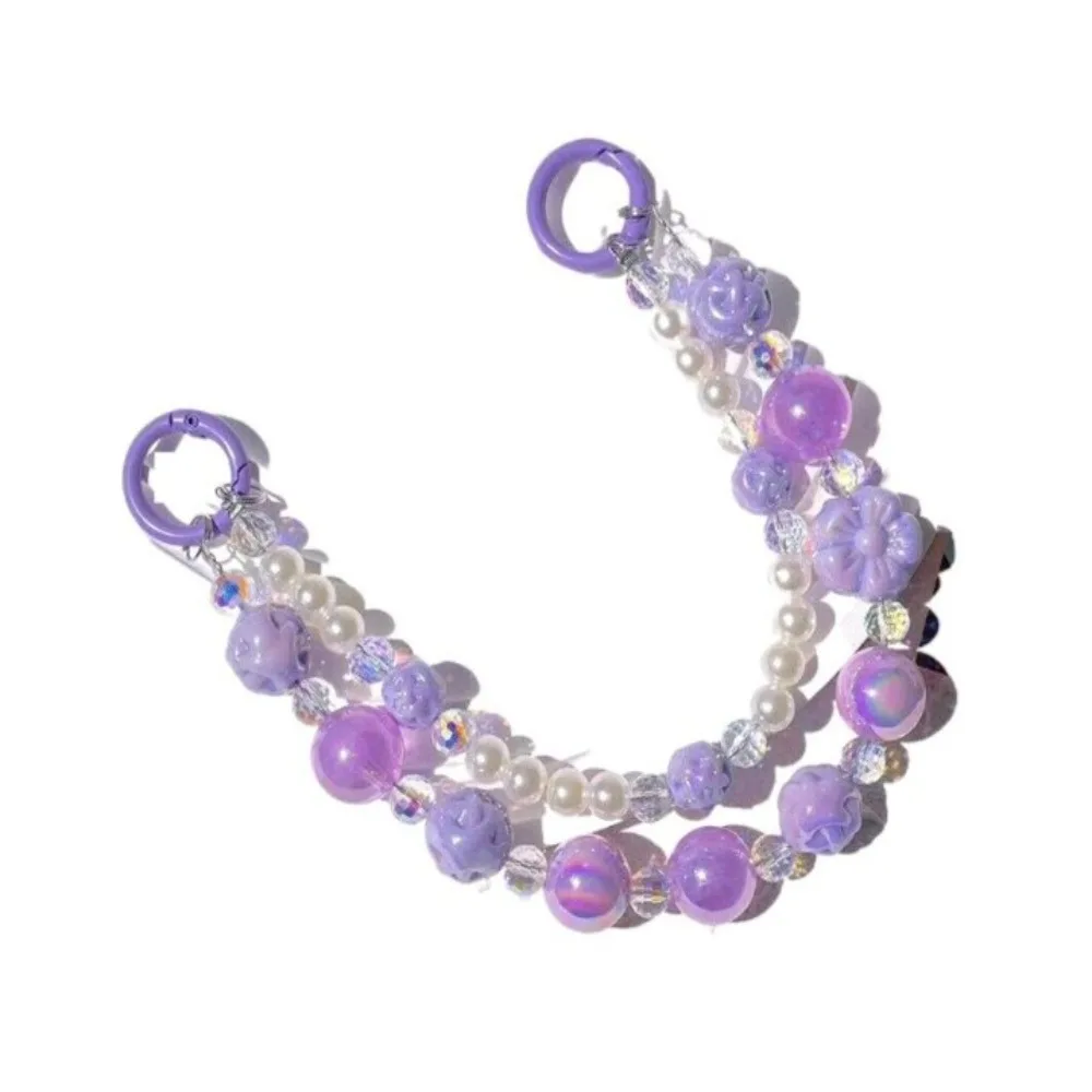 Durable Acrylic Beaded Keychain Accessories Ornament Phone Chain Crystal Pendant Keychain