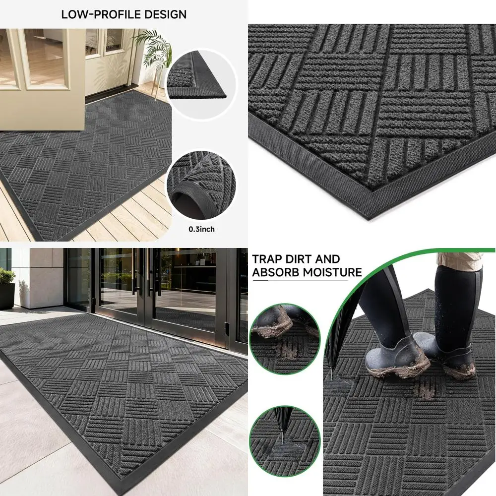 

Прочный низкопрофильный придверный коврик 72 x 36 дюймов, устойчивый к пятнам и выцветанию, идеально подходит для входных групп с высокой проходимостью, цвет: серый алмаз.