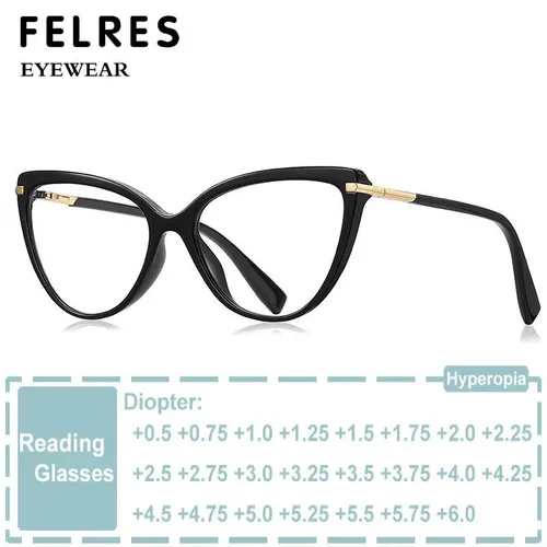 Imagen 1 del producto Gafas de lectura con forma de ojo de gato para mujer, anteojos de lectura antiluz azul, marca de lujo, para hipermetropía, lupa óptica, presbicia