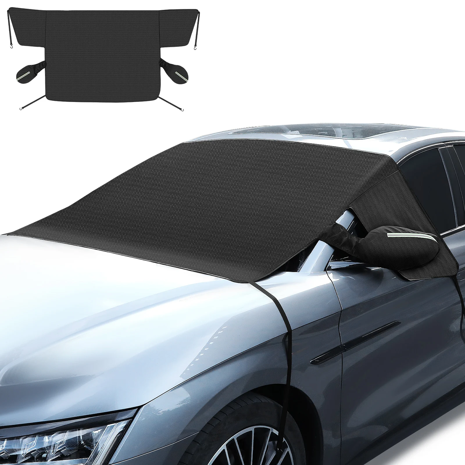 

Car Front Windshield Cover Winter Accessories Snow Sunshade Universal Fit Oxford Fabric All Weather Protection