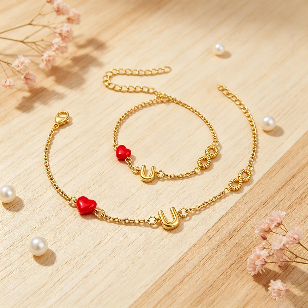 Mini Candy French Fries Box Infinity Heart U Charms Bracelets for Women Girl Gold Plated Metal Chain Adjustable Bracelet Jewelry