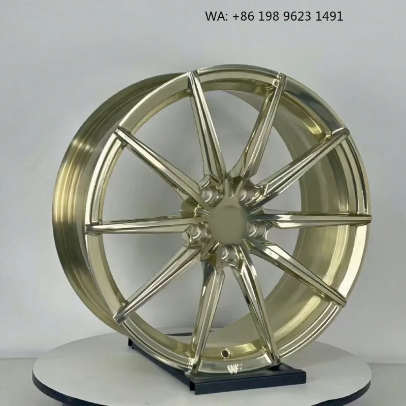 High end customized wheel hub Multiple  Inch deep concave forged alloy rims, 5x3 PCD gold polished finish, single piece sporty