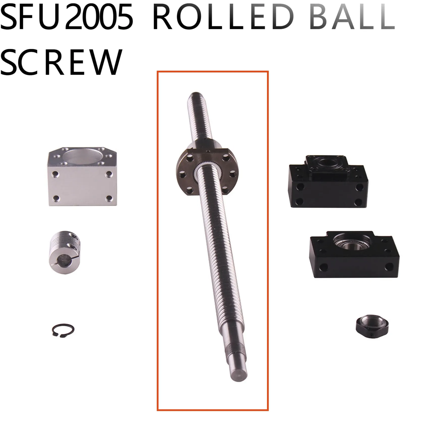 Ballscrew Set Ball screw SFU2005 500 1000 1500mm With Nut & BK15BF15 &DSG20H Housing Nut & Coupler BR 6.35mmX12mm D25L30 Set