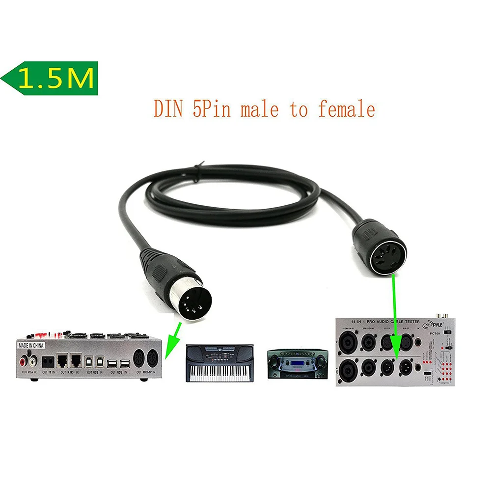 

1Pcs 5-Pin Midi Cable 3M Audio Instrument Cable Extension for Keyboard Synthesizer Studio Use High Performance Stable Connection