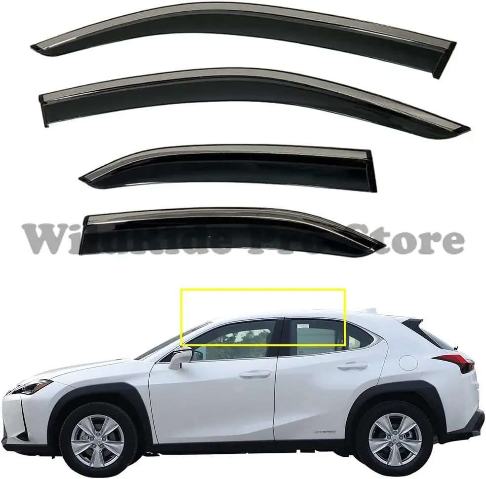 

1 set For Window Vent Visors Compatible with Lexus UX 2019-2022 Tape-on Side Wind Deflectors Visors 4-Piece Rain Shade Guard for
