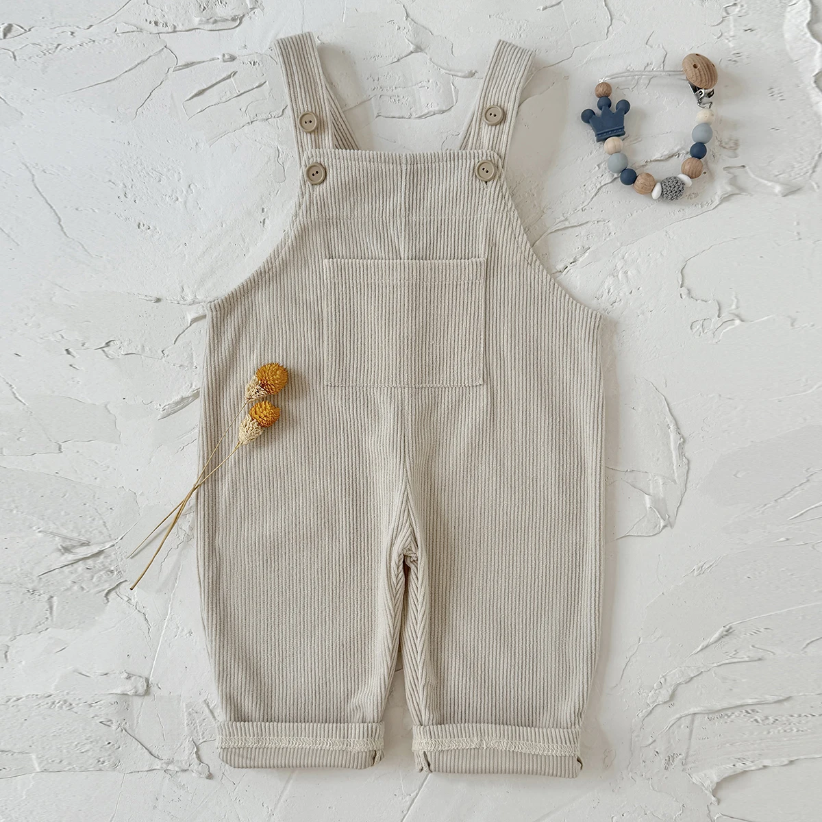 Baby Jungen Mädchen Overalls Kleinkinder Kleidung Kinder-Jumpsuit Säugling Denim-Latzhose 0-3 Jahre Frühling Herbst Einfarbige Overalls – Detail 3